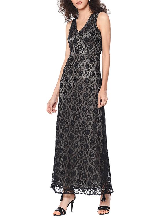 v-neck floral laced maxi dress - 13357037 - Zoom Image - 2