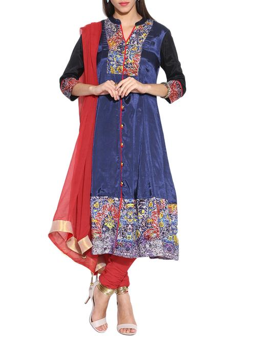 blue stitched churidaar suit - 13357971 - Very Small Image - 1