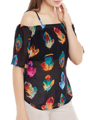 black printed regular top - 13359226 - Standard Image - 2