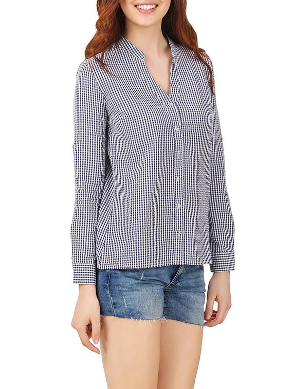navy blue checkered cotton regular shirt - 13367404 - Zoom Image - 2