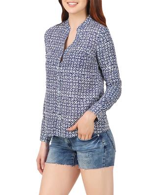 blue printed cotton regular shirt - 13367405 - Standard Image - 2
