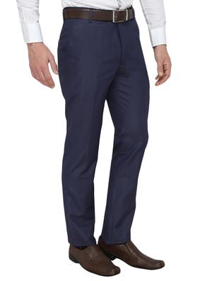 blue polyester flat front trousers formal - 13367596 - Standard Image - 2