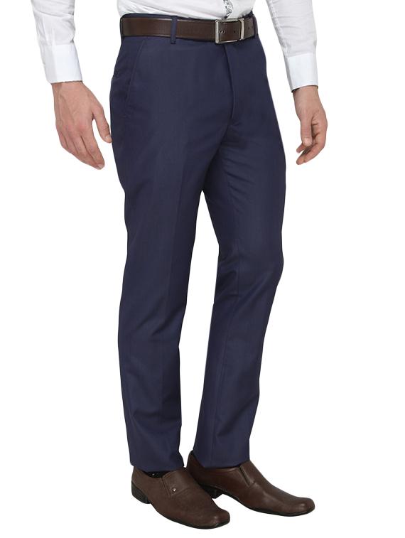 blue polyester flat front trousers formal - 13367596 - Zoom Image - 2