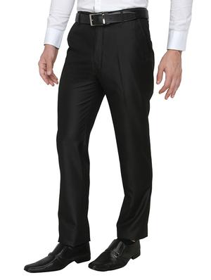 black polyester flat front trousers formal - 13367599 - Standard Image - 2