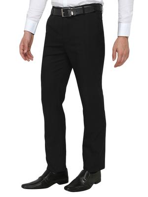 black polyester flat front trousers formal - 13367615 - Standard Image - 2