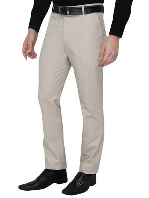 beige polyester flat front trousers formal - 13367616 - Standard Image - 2