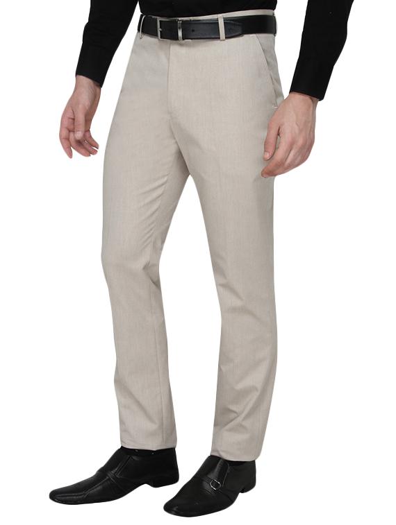 beige polyester flat front trousers formal - 13367616 - Zoom Image - 2