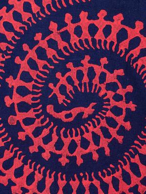 midnight blue cotton block printed flared kurta - 13371900 - Standard Image - 5