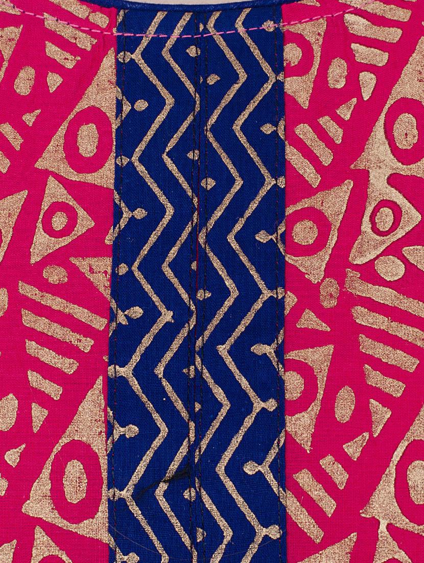 magenta cotton block printed straight kurta - 13371901 - Zoom Image - 5