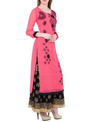 pink cotton straight kurta - 13371906 - Standard Image - 2