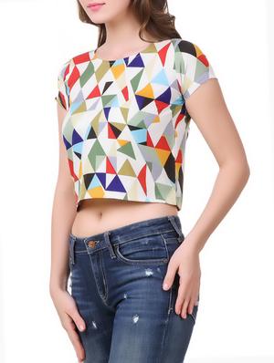 geometric print crop top - 13372213 - Standard Image - 2