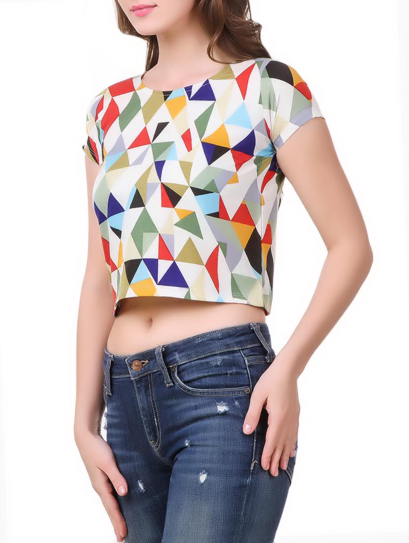 geometric print crop top - 13372213 - Zoom Image - 2