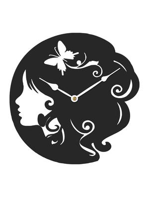 sehaz artworks girl black wall clock - 13376912 - Standard Image - 2