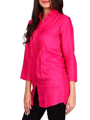 pink solid cotton tunic - 13377095 - Standard Image - 2