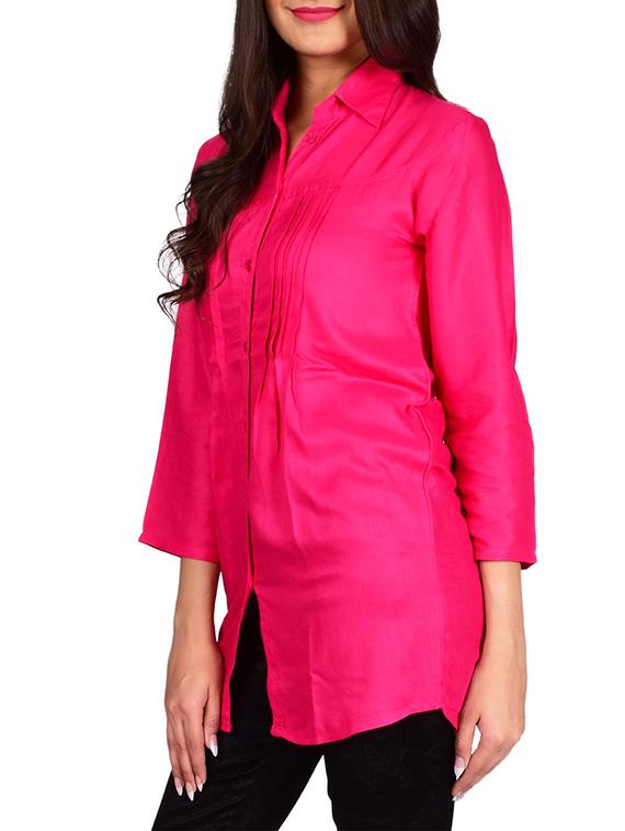 pink solid cotton tunic - 13377095 - Zoom Image - 2