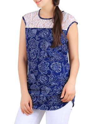 blue printed poly crepe top - 13384767 - Standard Image - 2