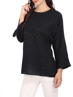 black viscose regular top - 13387887 - Standard Image - 2