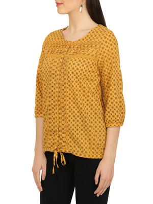 yellow printed cotton regular top - 13389998 - Standard Image - 2