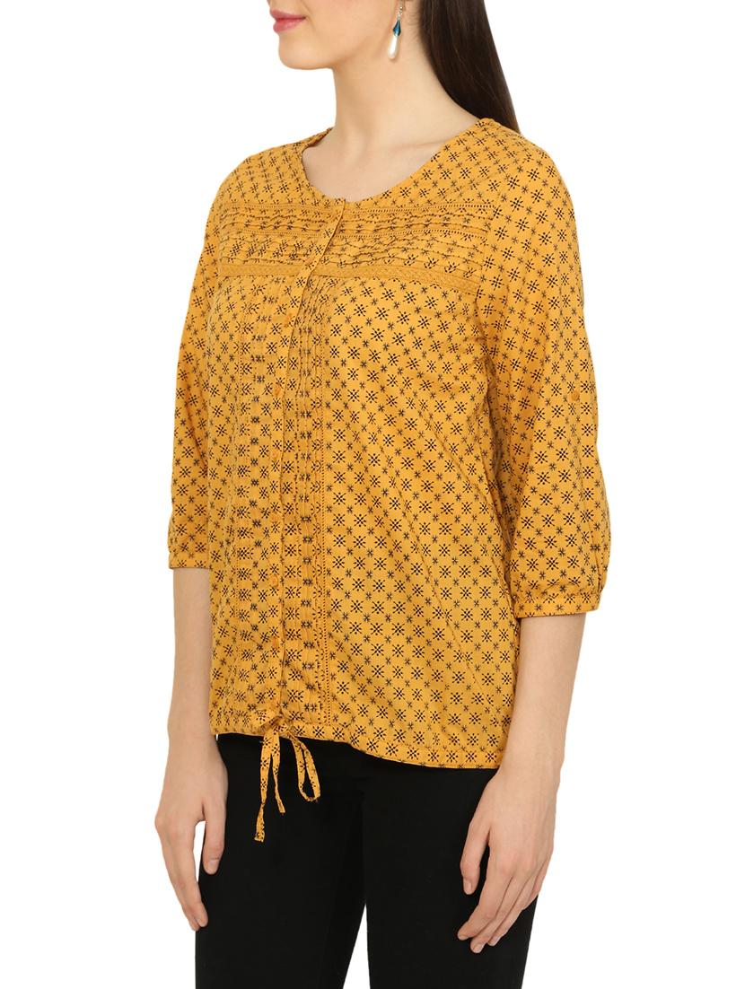 yellow printed cotton regular top - 13389998 - Zoom Image - 2