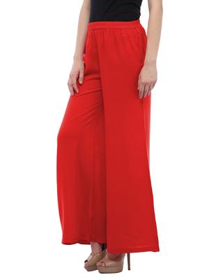 solid red rayon palazzo - 13397866 - Standard Image - 2