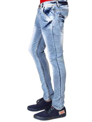 light blue cotton washed jeans - 13398013 - Standard Image - 2