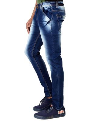 navy blue cotton washed jeans - 13398014 - Standard Image - 2
