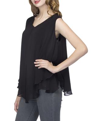 black poly georgette layered top - 13399156 - Standard Image - 2
