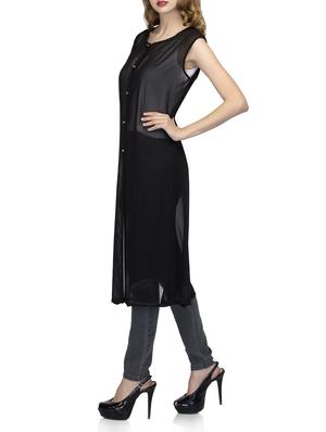 solid black georgette tunic - 13399160 - Standard Image - 2