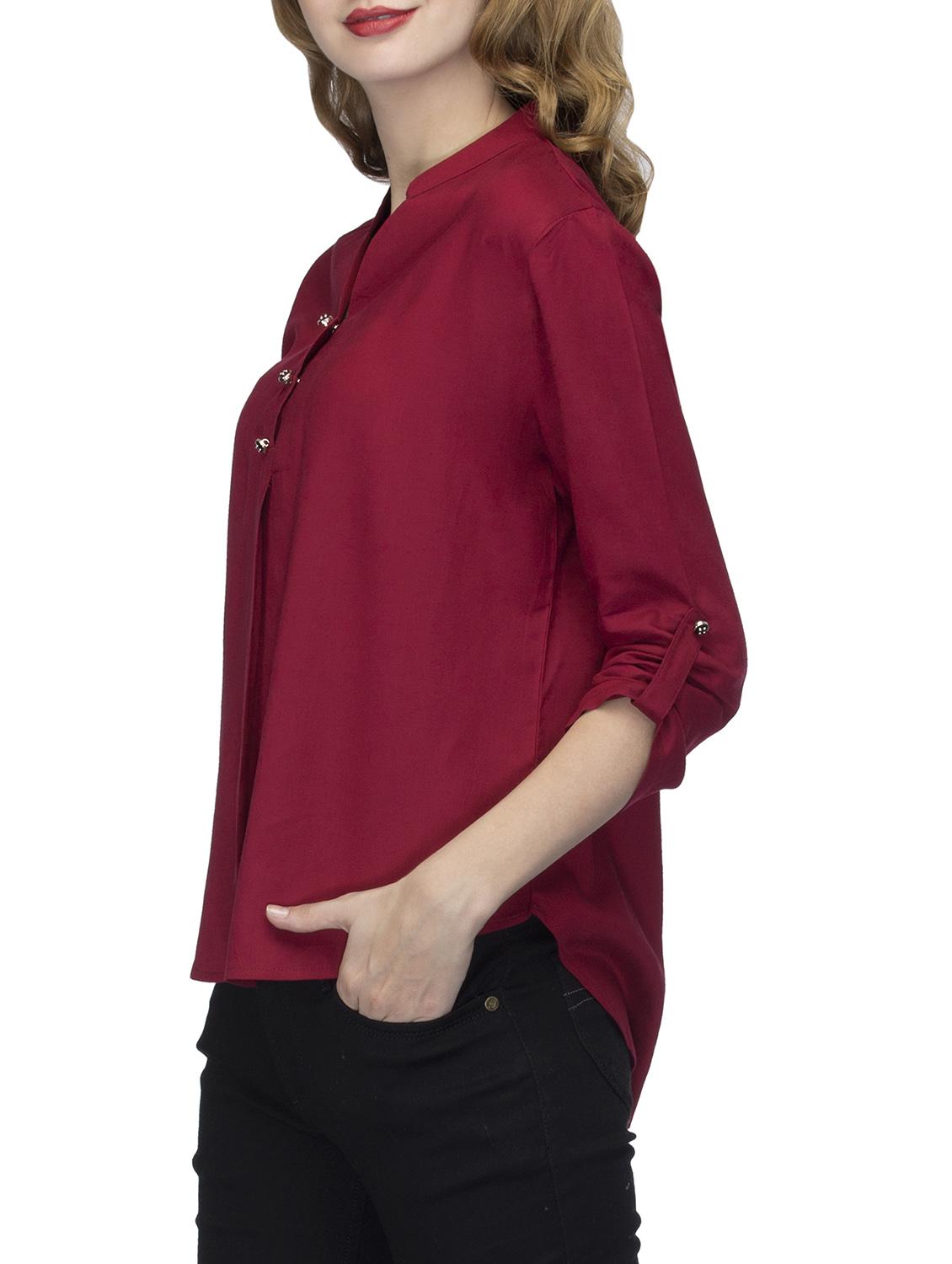 maroon rayon high low top - 13399182 - Zoom Image - 2