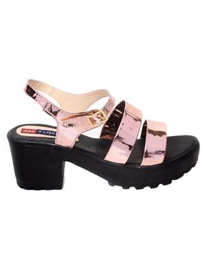 bronze leatherette ankle strap sandals - 13410882 - Standard Image - 2