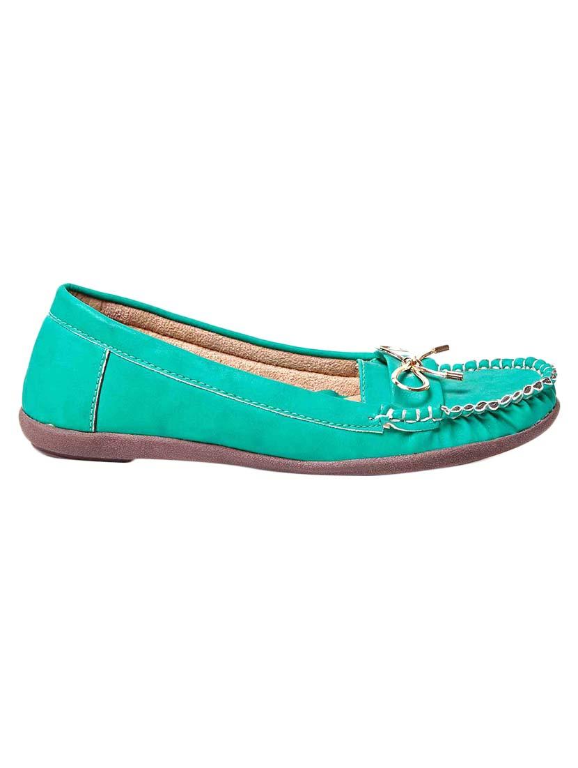 turquoise faux leather slip on moccasins - 13410890 - Zoom Image - 2