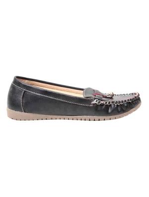 black faux leather slip on loafers - 13410910 - Standard Image - 2