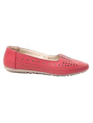 red faux leather slip on loafers - 13410913 - Standard Image - 2