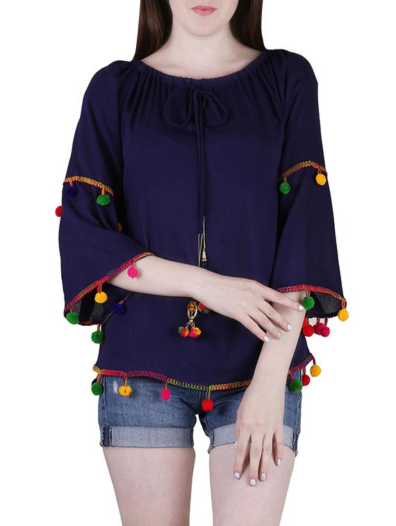 set of 2 multicolored rayon off shoulder tops - 13421604 - Zoom Image - 2