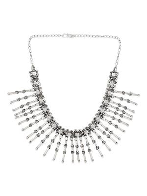silver metal short necklace - 13422612 - Standard Image - 2
