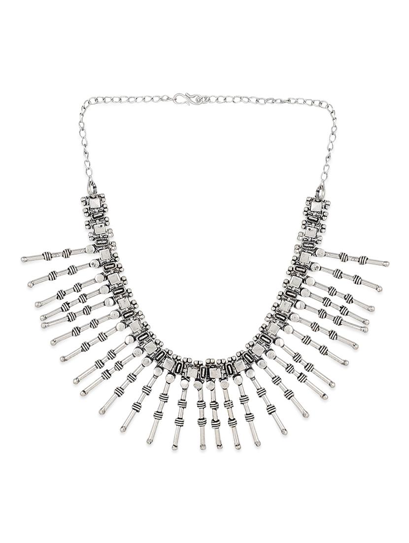 silver metal short necklace - 13422612 - Zoom Image - 2
