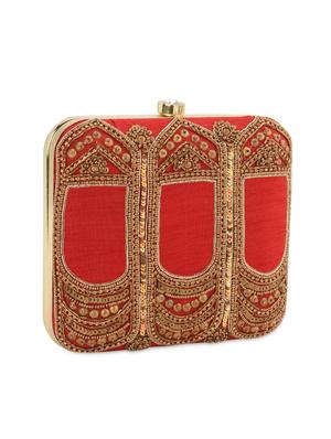 Red embellished box clutch - 13422660 - Standard Image - 5