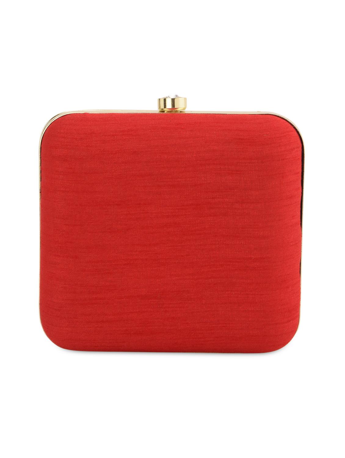 Red embellished box clutch - 13422660 - Zoom Image - 2