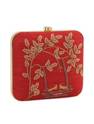 red embellished box clutch - 13422664 - Standard Image - 5