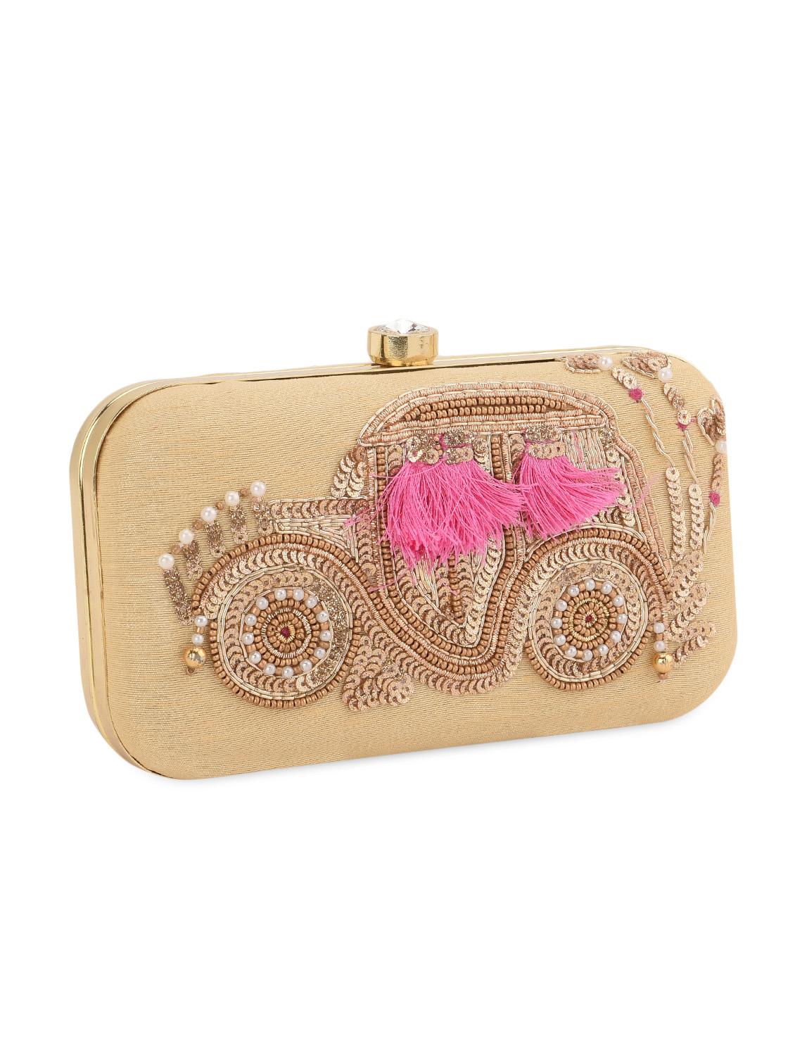 gold embellished box clutch - 13422666 - Zoom Image - 5