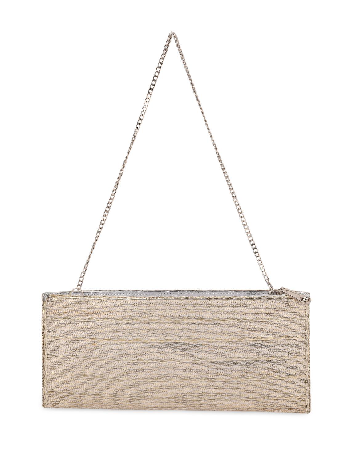 silver textured shimmer clutch - 13422667 - Zoom Image - 2