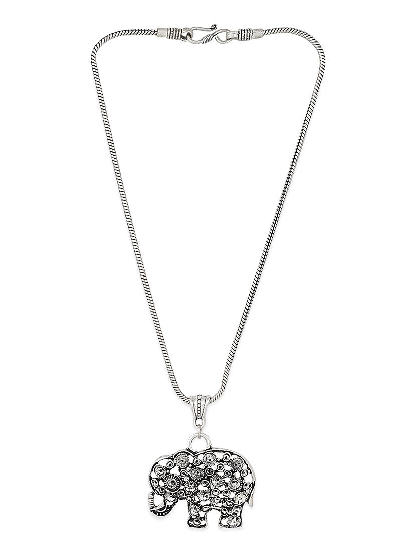 silver metal chain necklace - 13422710 - Zoom Image - 2