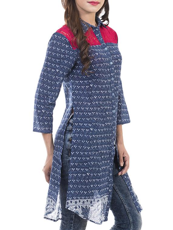 blue cotton shirt tunic - 13423356 - Zoom Image - 2