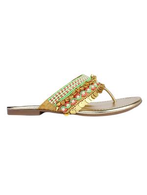 gold leatherette toe separator kolhapuris - 13424303 - Standard Image - 2