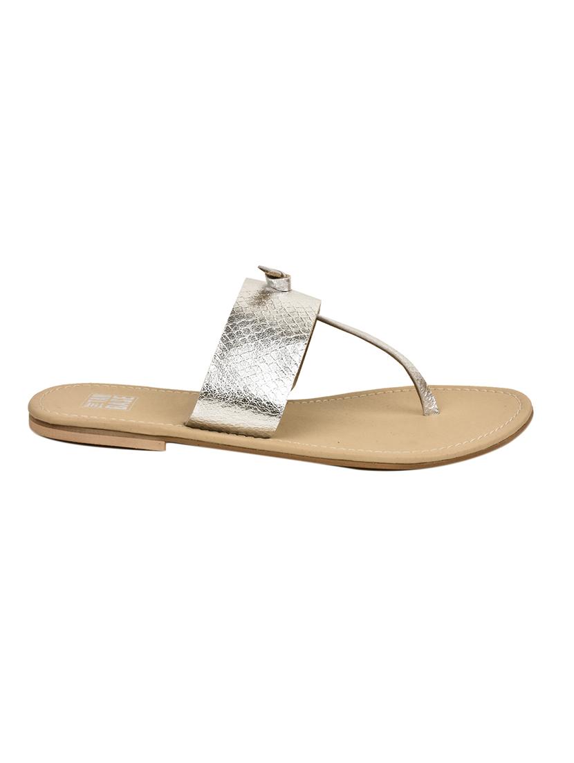 silver leather tstrap sandals - 13428342 - Zoom Image - 2