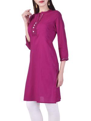 purple cotton kurta - 13429219 - Standard Image - 2