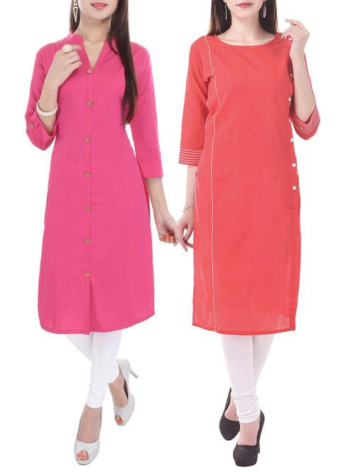 multi colored cotton combos kurta - 13429348 - Standard Image - 1