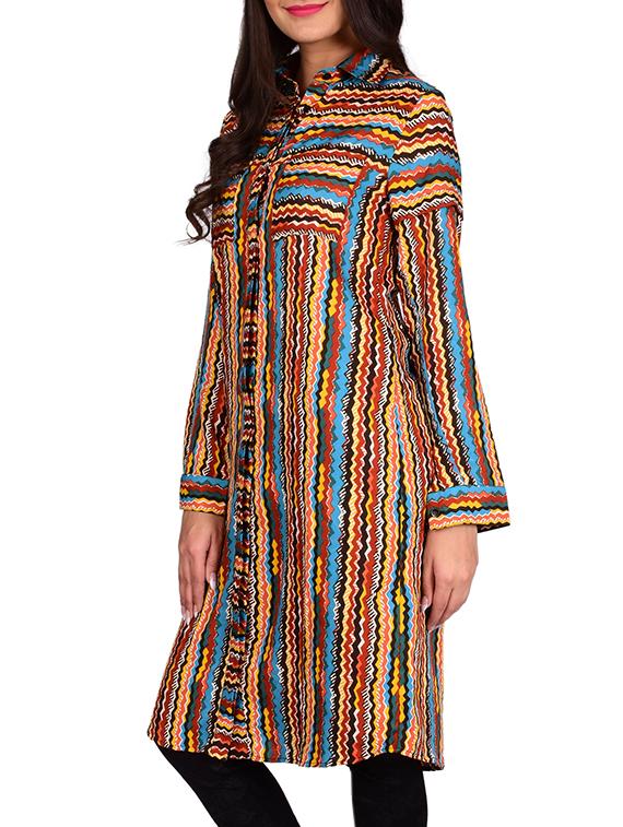 brown crepe printed tunic - 13429383 - Zoom Image - 2