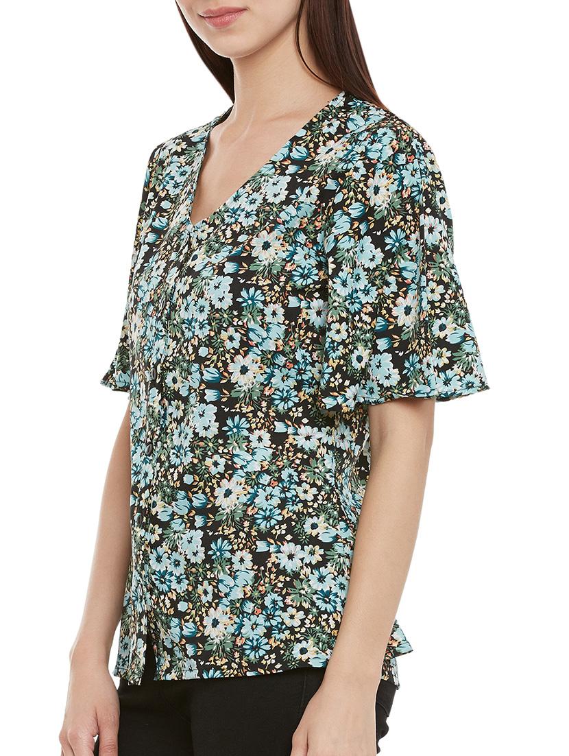multicolored floral printed crepe regular shirt - 13435828 - Zoom Image - 2
