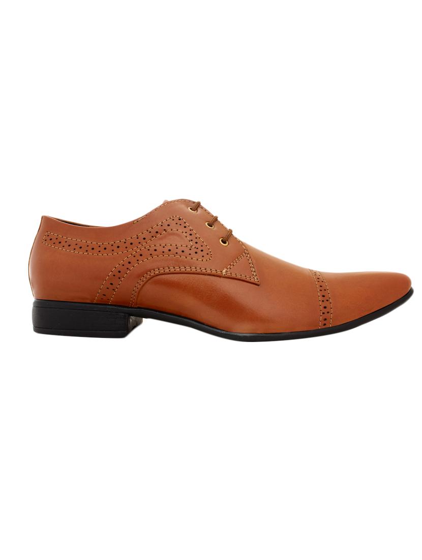 tan leatherette lace up derby - 13438663 - Zoom Image - 2